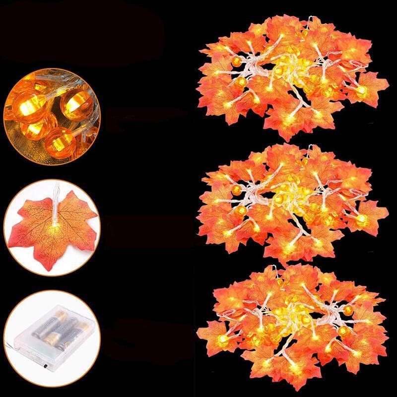Autumn Maple Leaf String Lights Battery Operated LED Autumn Leaf Garland Fairy Lights for Halloween Thanksgiving Party a