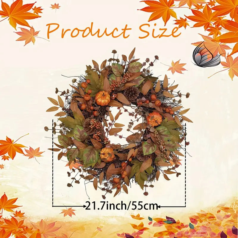 Autumn Wreath with Pumpkins – Door Wreath for Halloween and Christmas