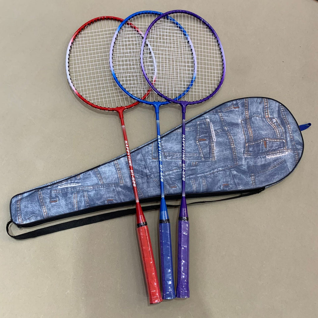 Badminton Racket Set with Multicoloured Rackets and Protective Cover