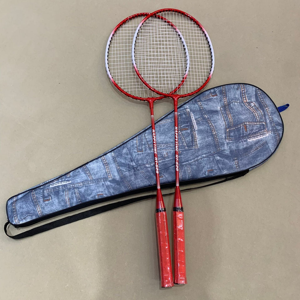 Badminton Racket Set with Multicoloured Rackets and Protective Cover