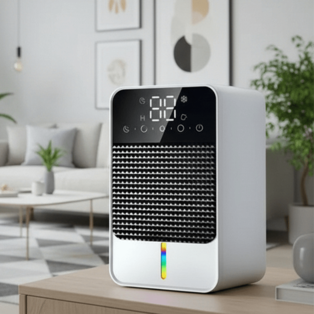 Basement Crawl Space Mini Dehumidifier for Bedroom with LED Touch Panel 1.5 Litre Tank and Drain Hose
