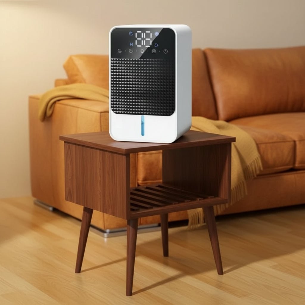 Basement Crawl Space Mini Dehumidifier for Bedroom with LED Touch Panel 1.5 Litre Tank and Drain Hose