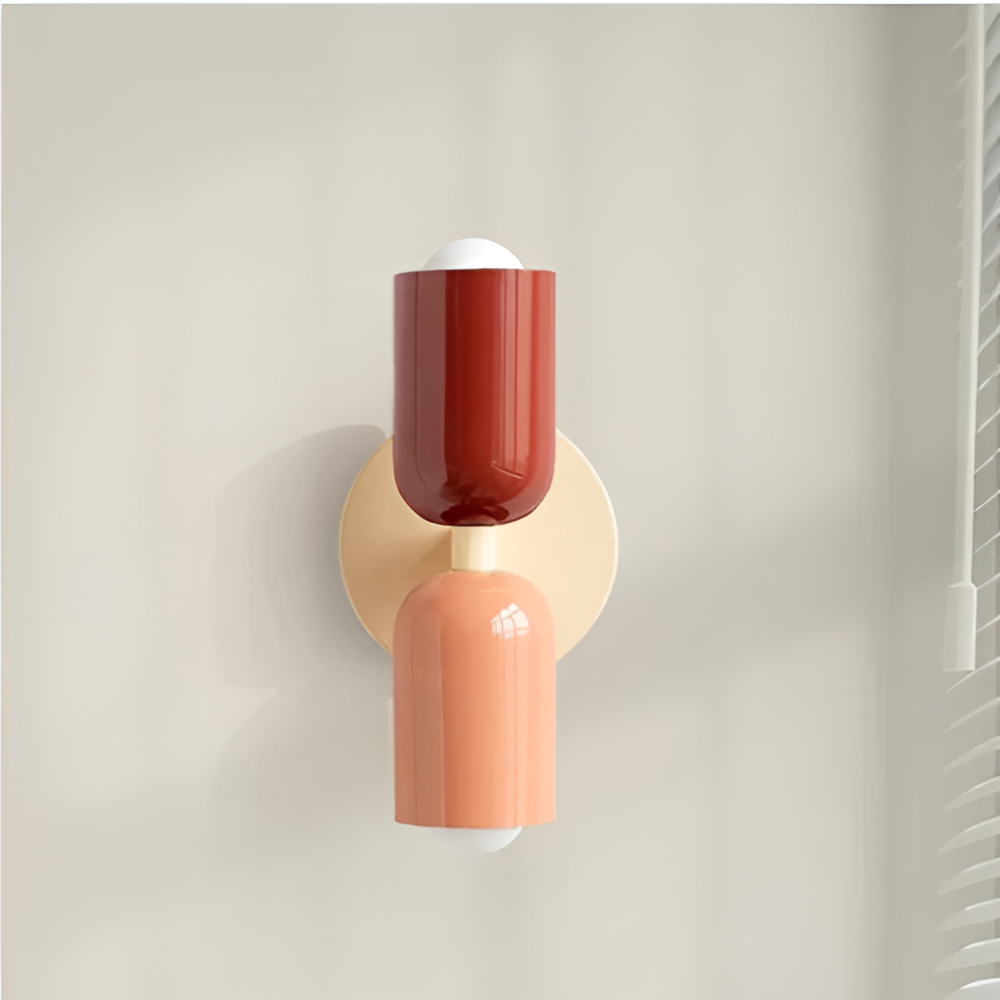 Battery Powered Wall Sconce — Dual Capsule Shades, Cordless Design