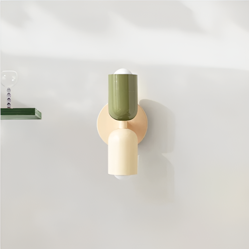 Battery Powered Wall Sconce — Dual Capsule Shades, Cordless Design