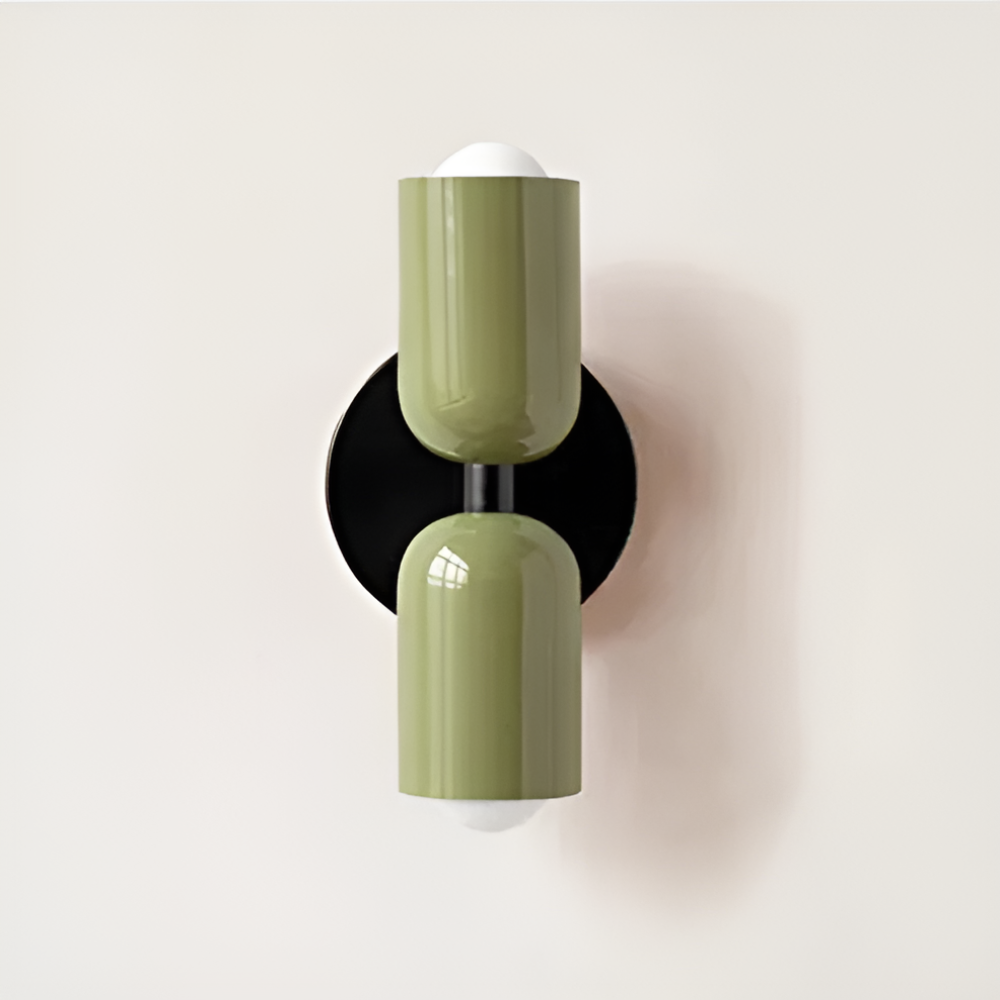 Battery Powered Wall Sconce — Dual Capsule Shades, Cordless Design