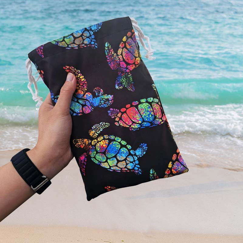 Beach towel with colourful sea turtle design