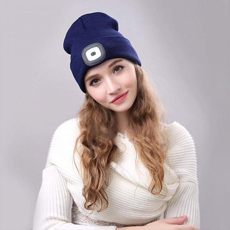 Beanie Hat with Rechargeable LED Headlight
