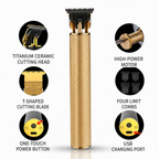 Beard trimmer, cordless T blade trimmer and hair clipper with 4 guide combs from 1.5 to 9 mm, 2200 mAh battery, USB char