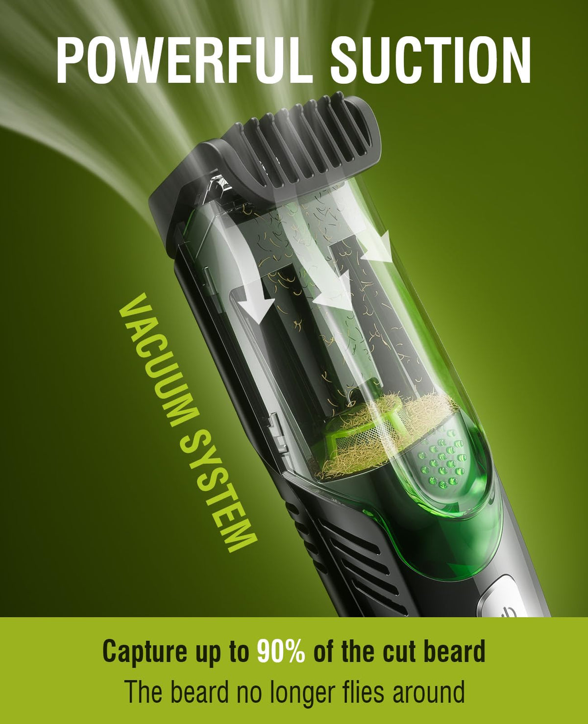 Beard Trimmer for Men with Vacuum System