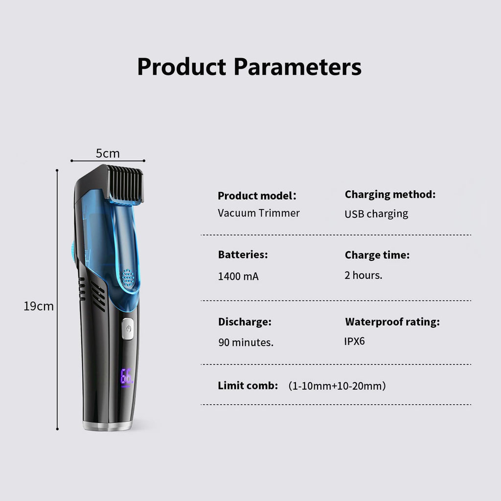 Beard Trimmer for Men with Vacuum System