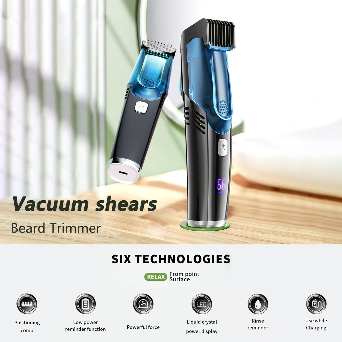 Beard Trimmer for Men with Vacuum System