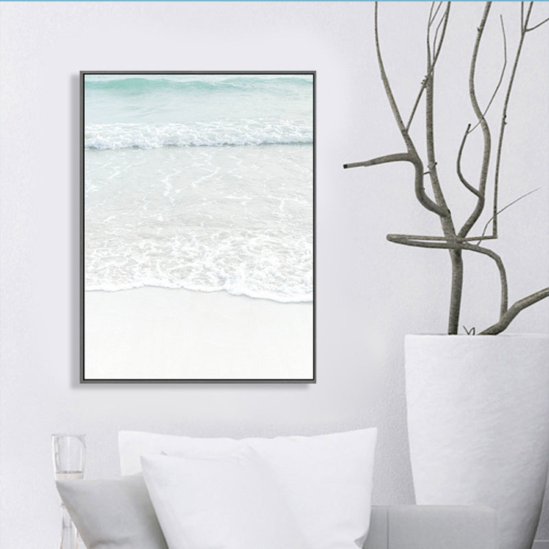 Beige Sea Water Wall Art Tropical Style Textured Canvas Print for Dining Room