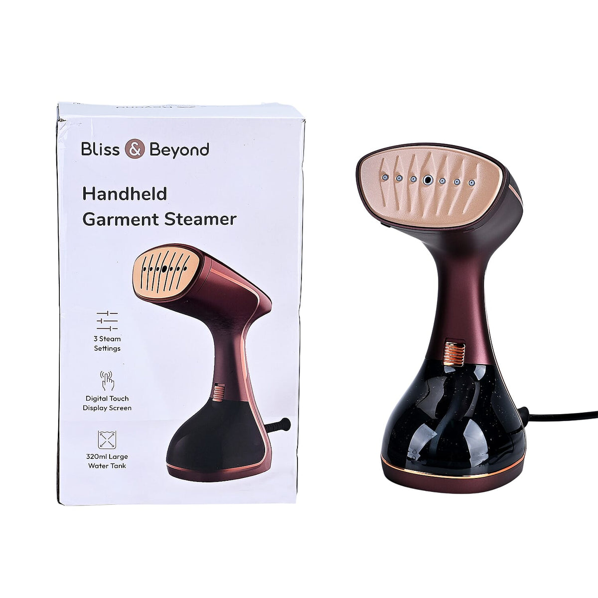 Bliss & Beyond 1780W Handheld Garment Steamer with 3 Steam Levels & 325ml Tank