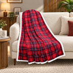 Bliss & Beyond check print flannel & sherpa double layer heavyweight blanket