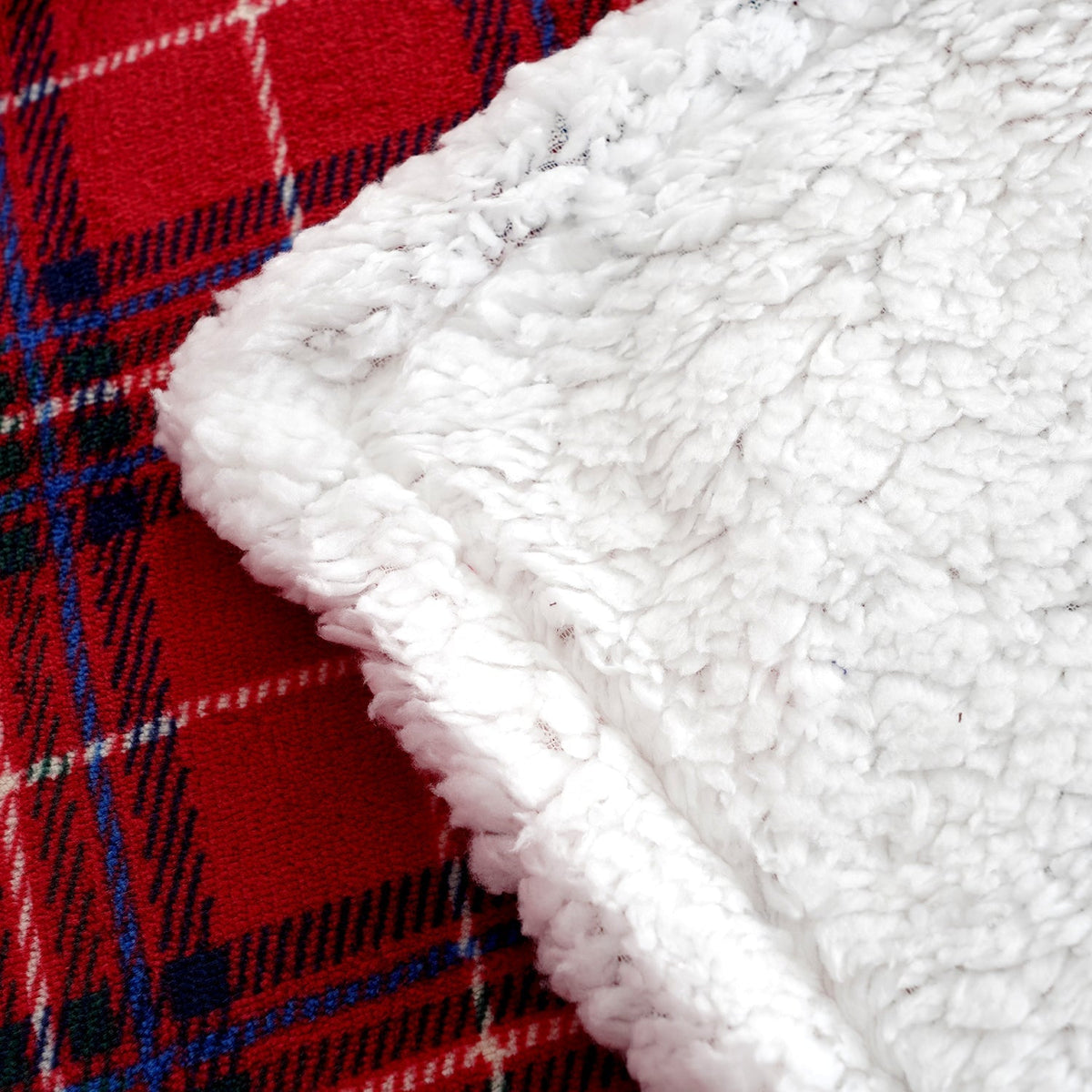 Bliss & Beyond check print flannel & sherpa double layer heavyweight blanket