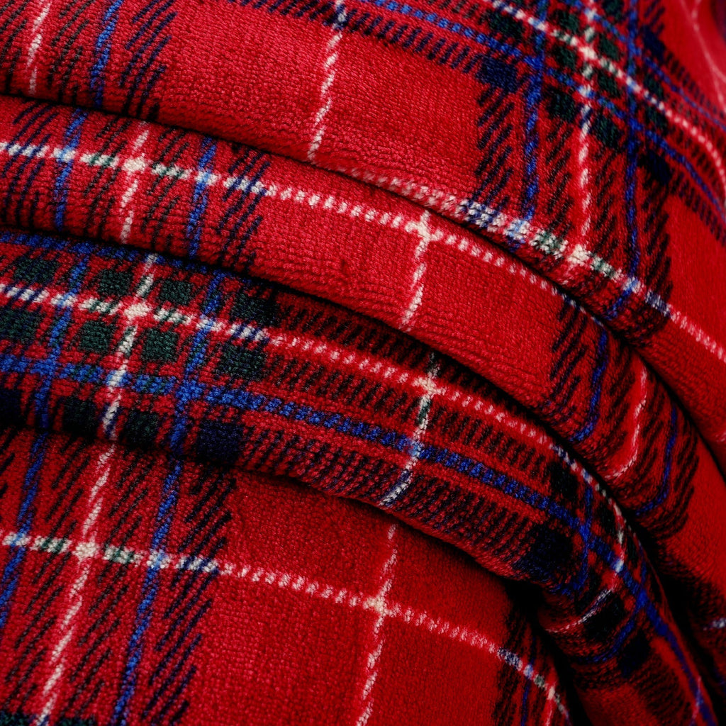 Bliss & Beyond check print flannel & sherpa double layer heavyweight blanket
