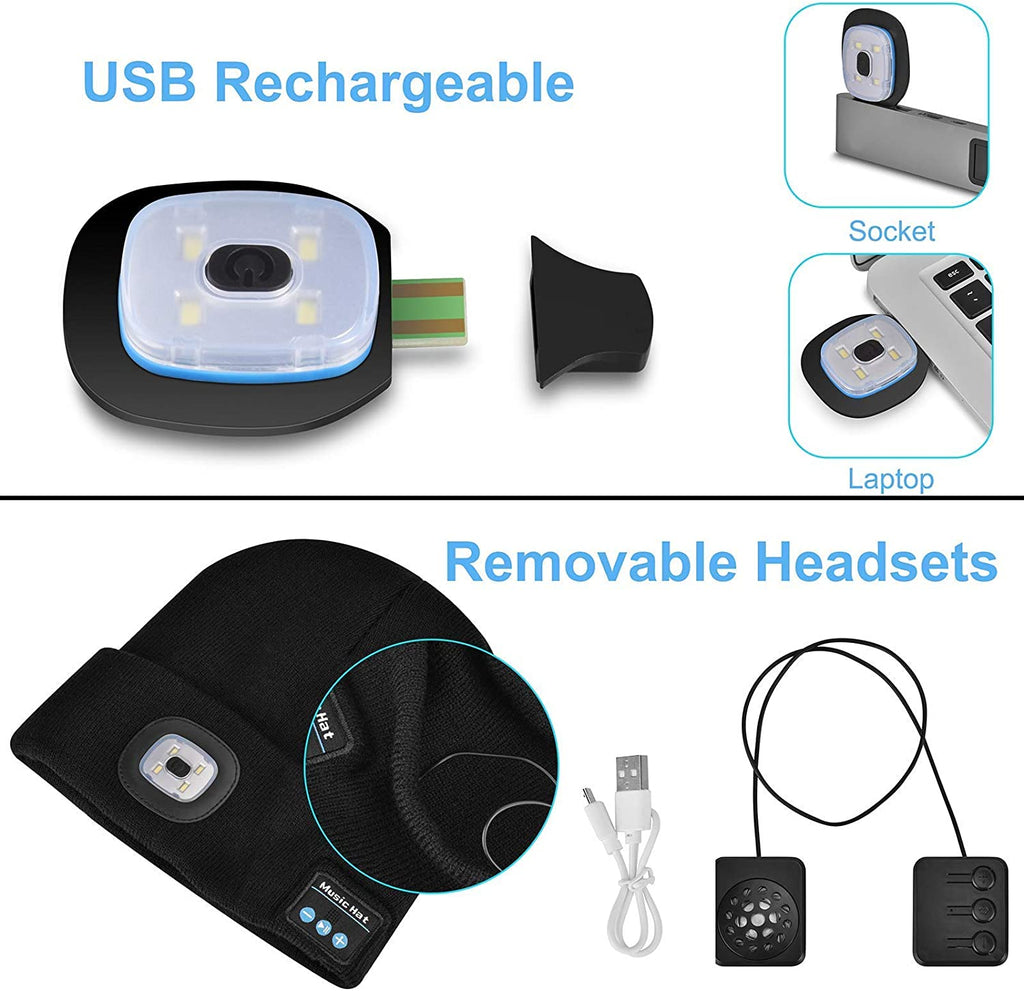 Boneroshop | Bluetooth Beanie Hat Light Wireless Headphones