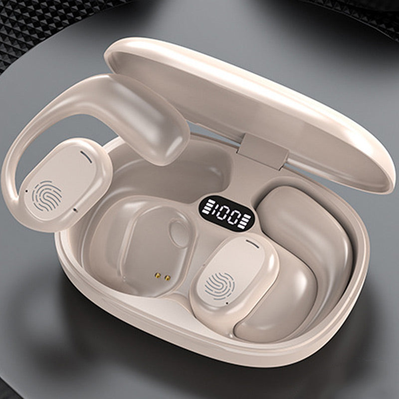Bluetooth headphones with bone conduction and real ear hook