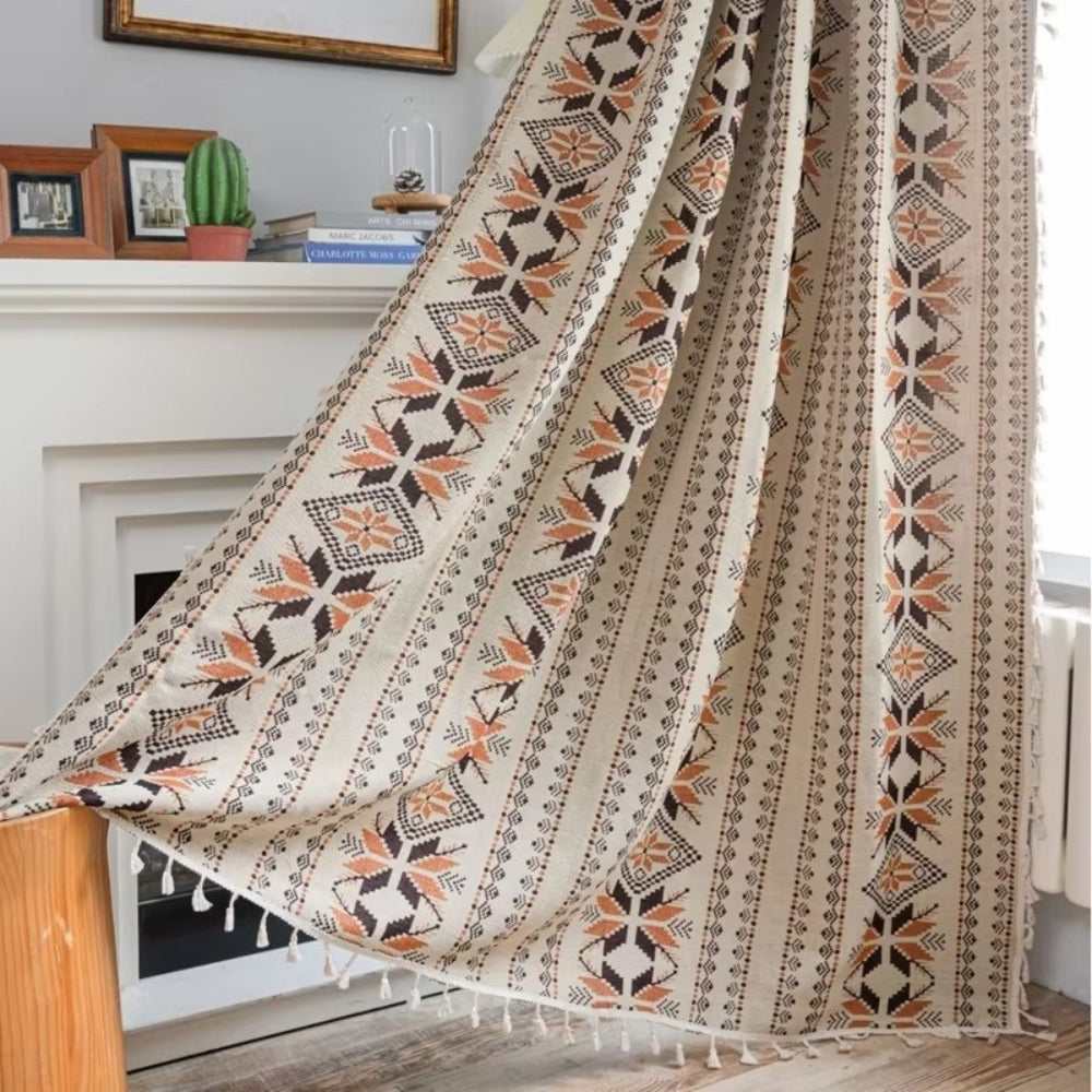 Bohemian Geometric Semi-Blackout Curtain