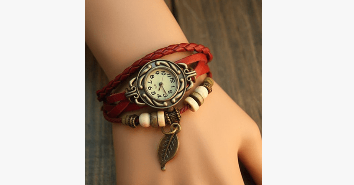 Boho-Chic Leaf Vintage Watch