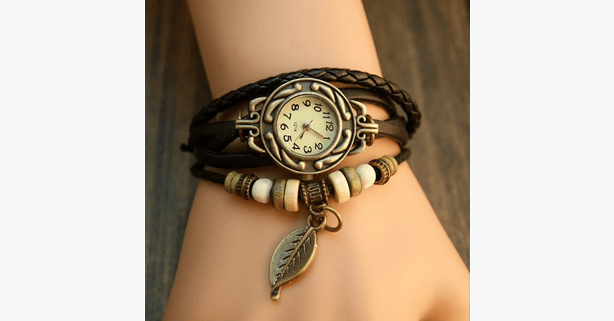 Boho-Chic Leaf Vintage Watch