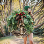 Boho Christmas wreath with bells – handmade door and wall decoration