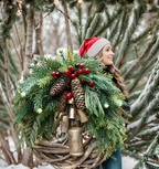 Boho Christmas wreath with bells – handmade door and wall decoration