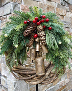 Boho Christmas wreath with bells – handmade door and wall decoration