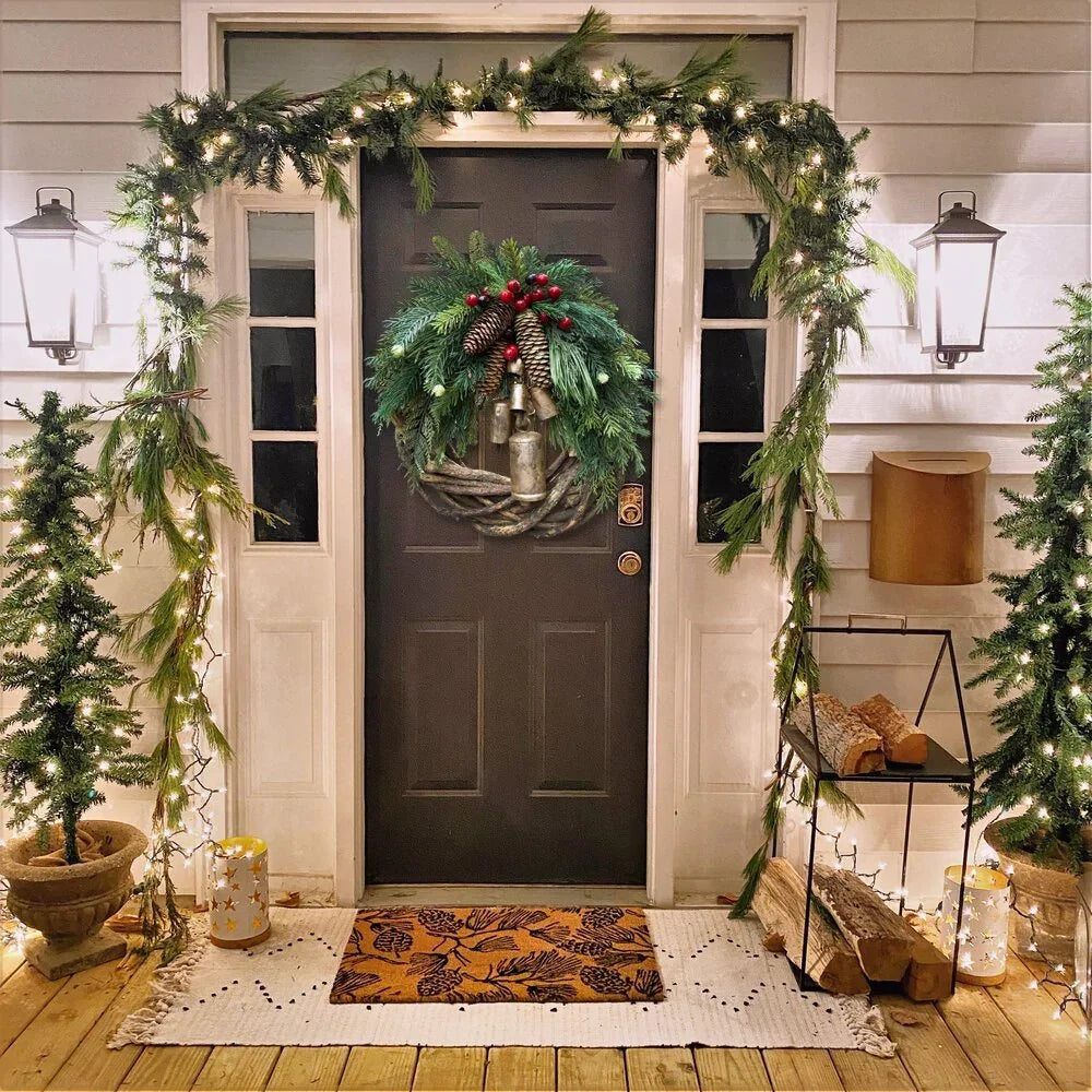 Boho Christmas wreath with bells – handmade door and wall decoration
