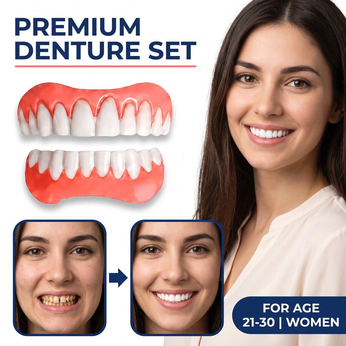 Boil-and-Bite Medical-Grade Denture Set (Upper & Lower)