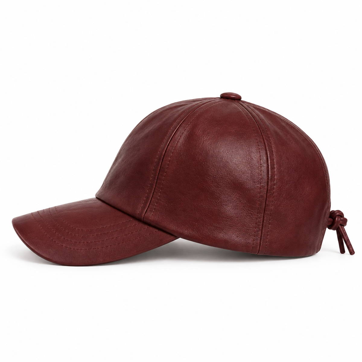 Boneroshop Burgundy Vegan Leather Baseball Cap Adjustable