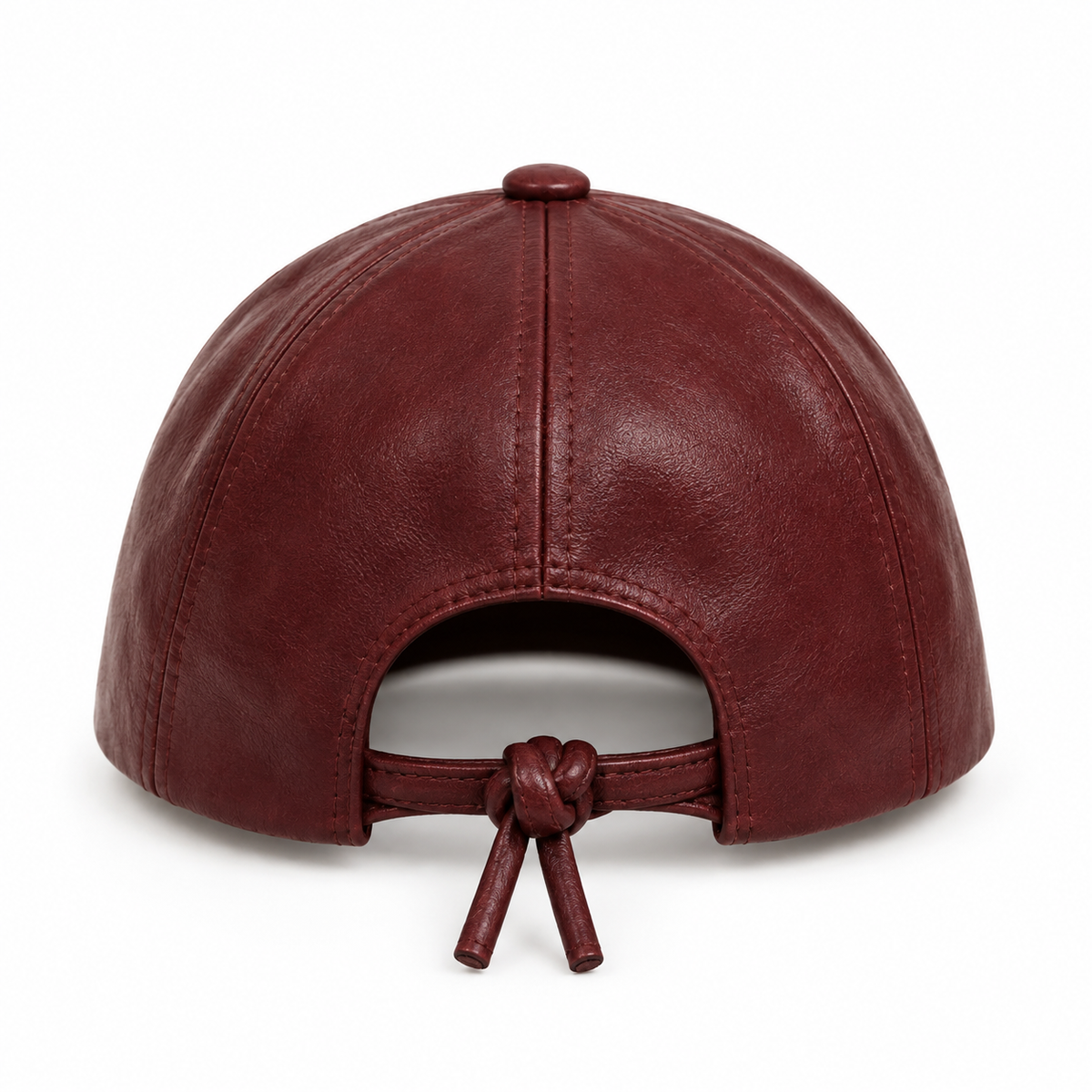 Boneroshop Burgundy Vegan Leather Baseball Cap Adjustable