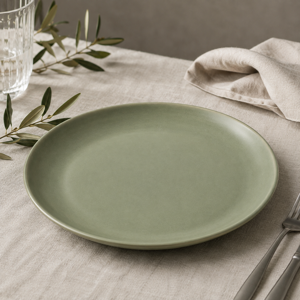 Boneroshop Sage Green Ceramic Dinner Plate – Elegant Modern Tableware