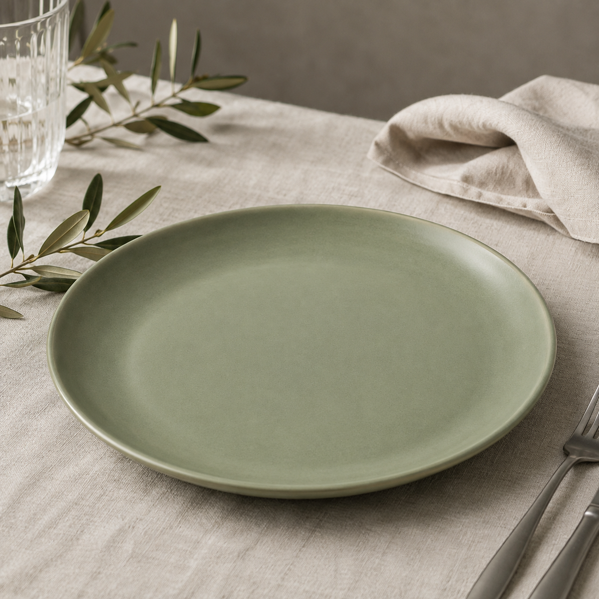 Boneroshop Sage Green Ceramic Dinner Plate – Elegant Modern Tableware