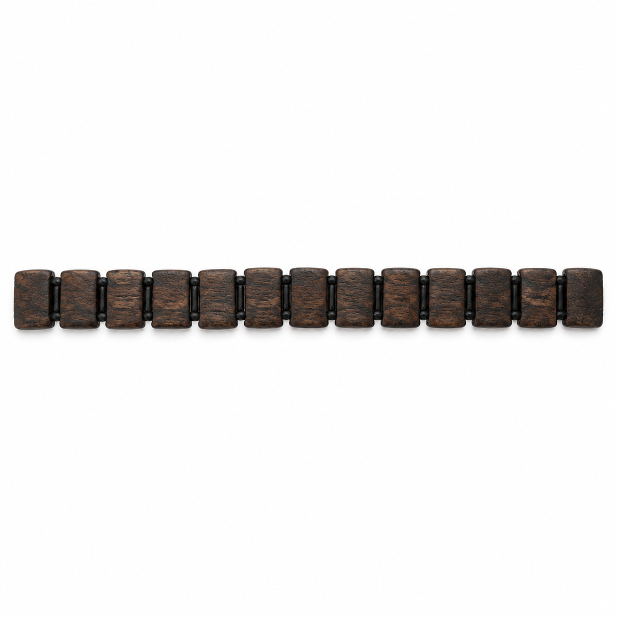 Boneroshop Wooden Beaded Bracelet Dark Brown Elastic Fit