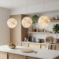 Brass Alabaster Pendant Light with Adjustable Height