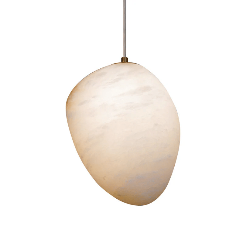 Brass Alabaster Pendant Light with Adjustable Height