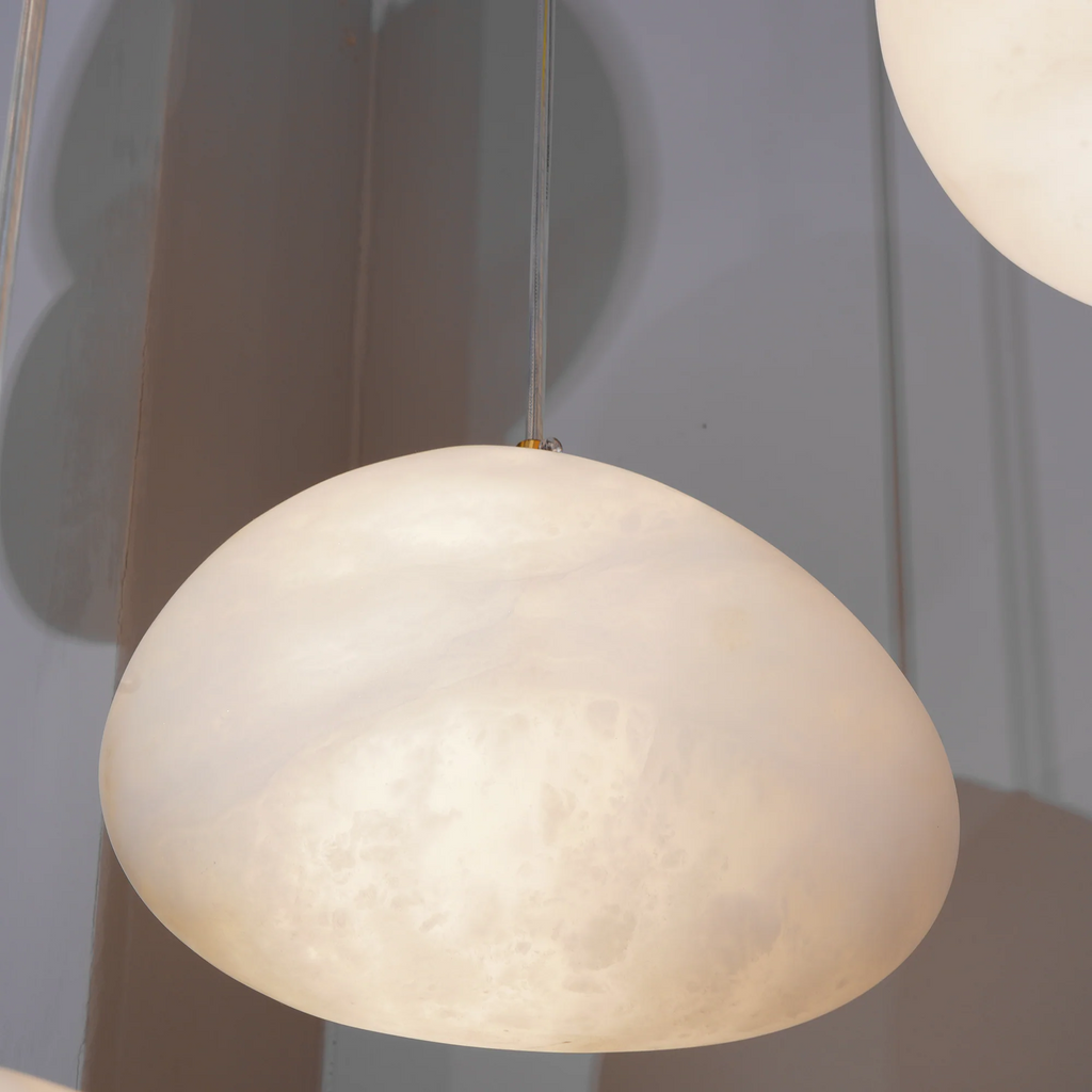 Brass Alabaster Pendant Light with Adjustable Height