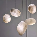 Brass Alabaster Pendant Light with Adjustable Height