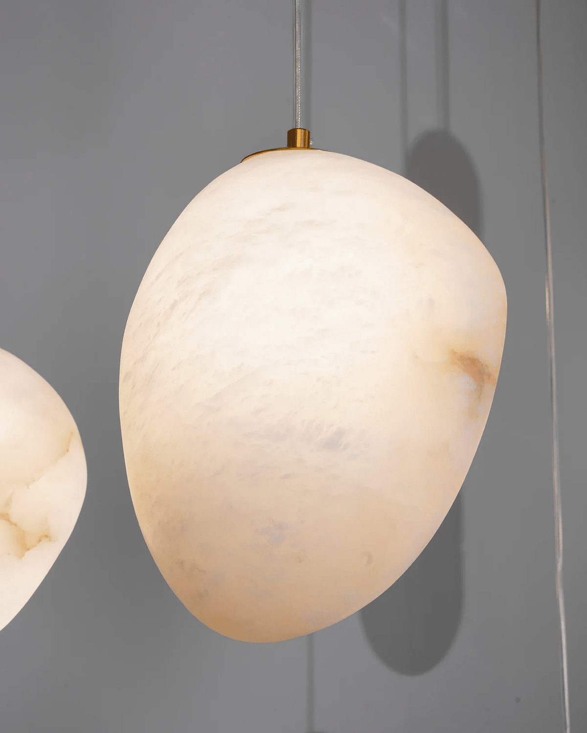 Brass Alabaster Pendant Light with Adjustable Height