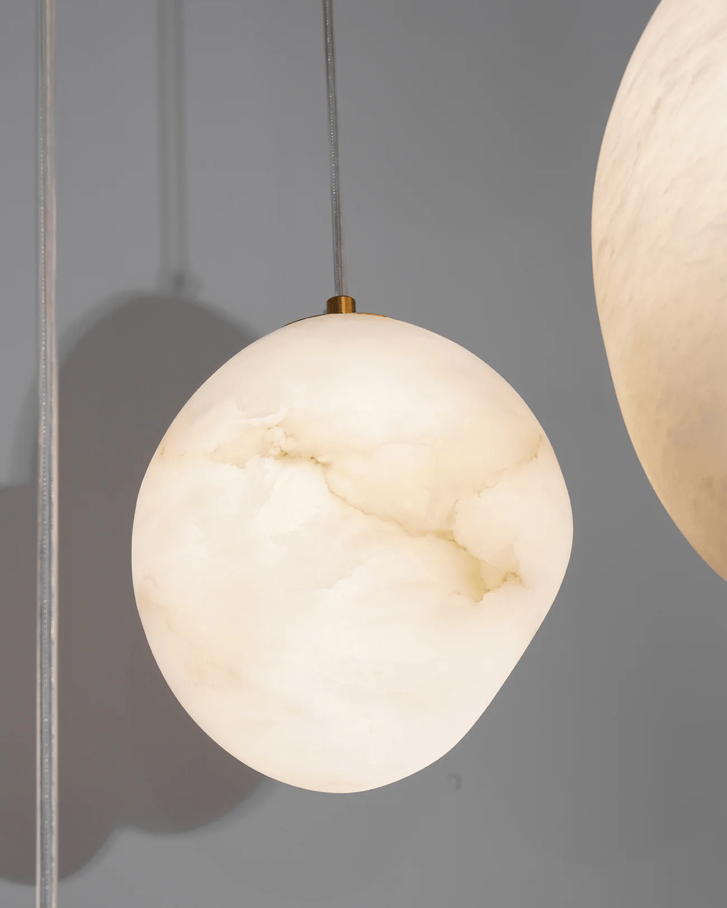 Brass Alabaster Pendant Light with Adjustable Height