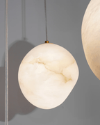 Brass Alabaster Pendant Light with Adjustable Height