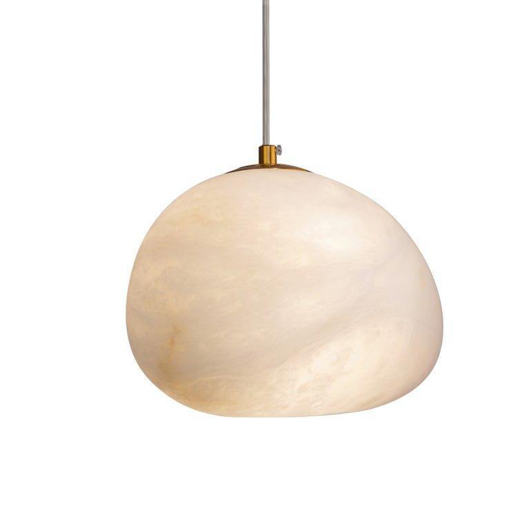Brass Alabaster Pendant Light with Adjustable Height