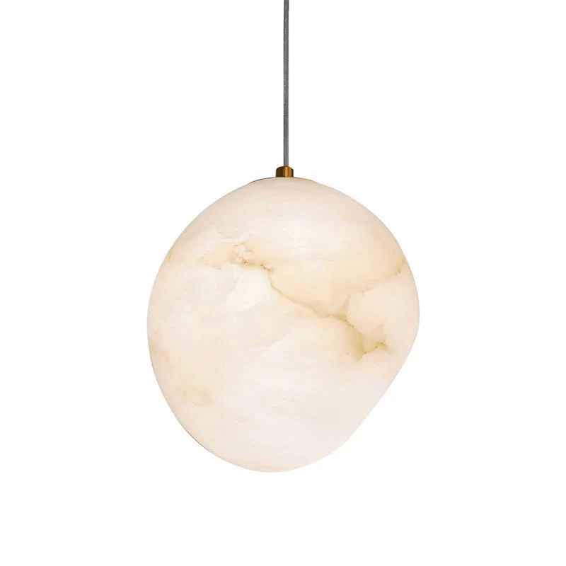 Brass Alabaster Pendant Light with Adjustable Height