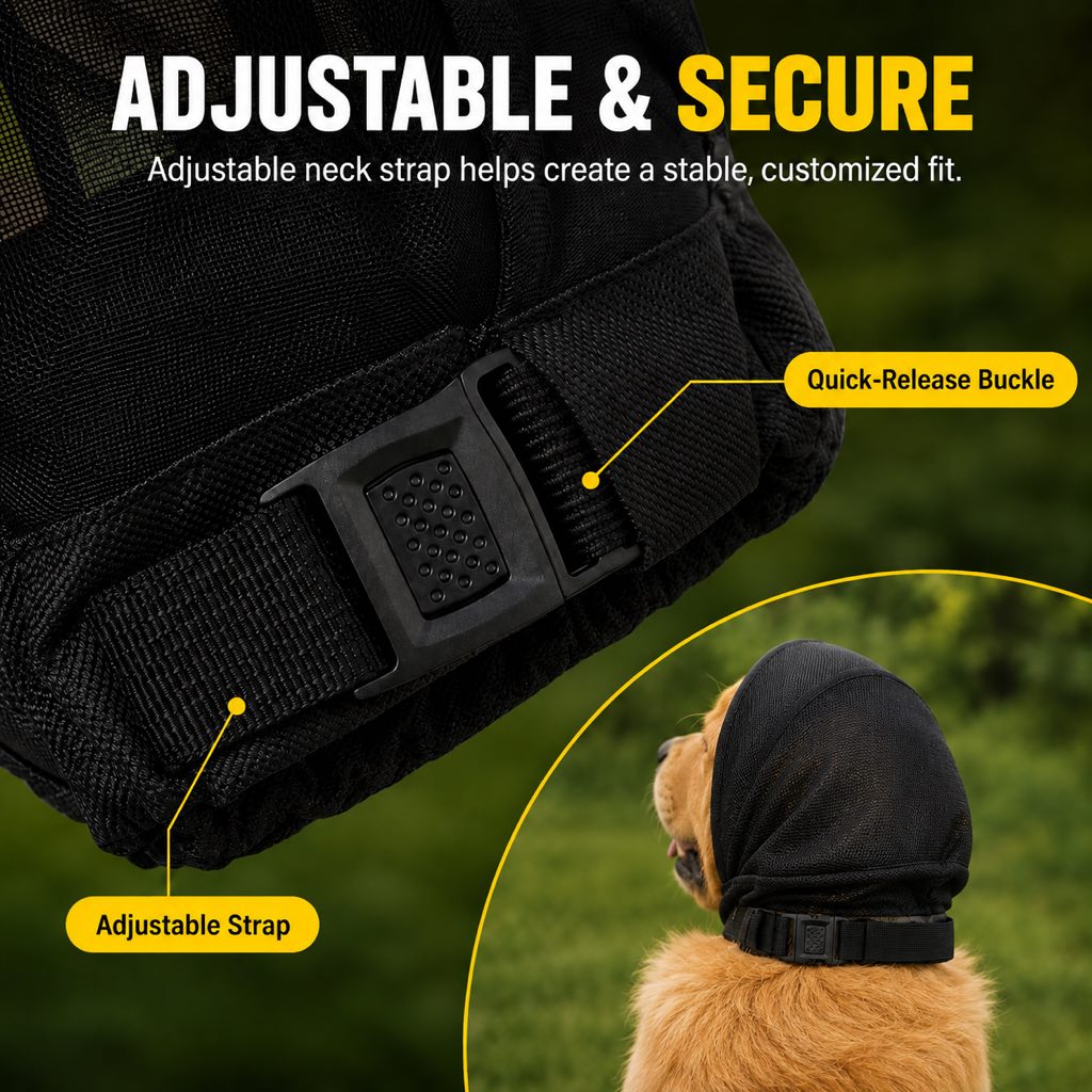 Boneroshop Breathable Anti-Scavenging Dog Muzzle for Walks - Mesh Hood Helps Block Food Scraps & Trash