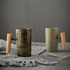 BREWCRAFT MUG – Handmade Ceramic Mug with Wooden Handle for Stylish Coffee Enjoyment