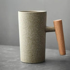 BREWCRAFT MUG – Handmade Ceramic Mug with Wooden Handle for Stylish Coffee Enjoyment