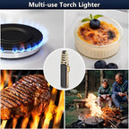 Butane Torch Lighter, Triple Blue Flame, Windproof, Refillable, Gift Box