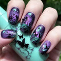 Butterfly and Night Motif Nail Art Design