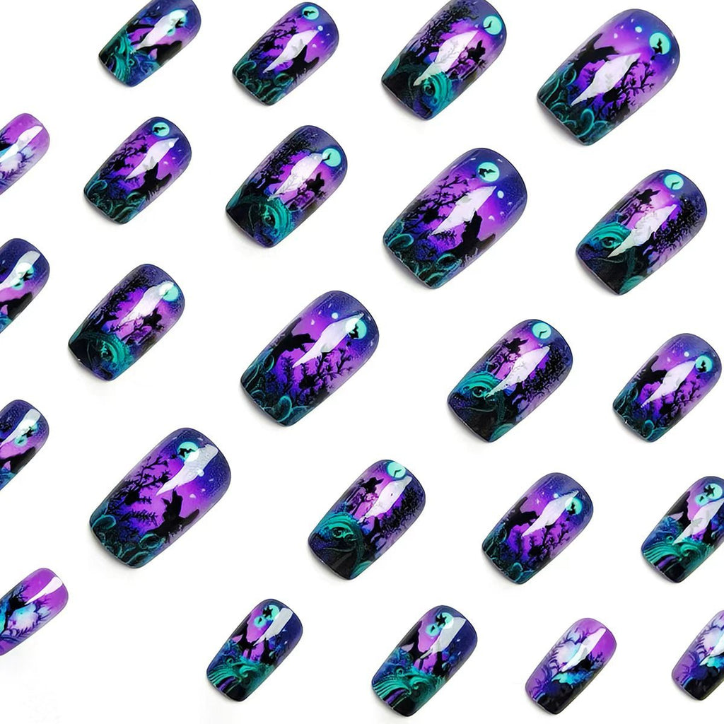 Butterfly and Night Motif Nail Art Design